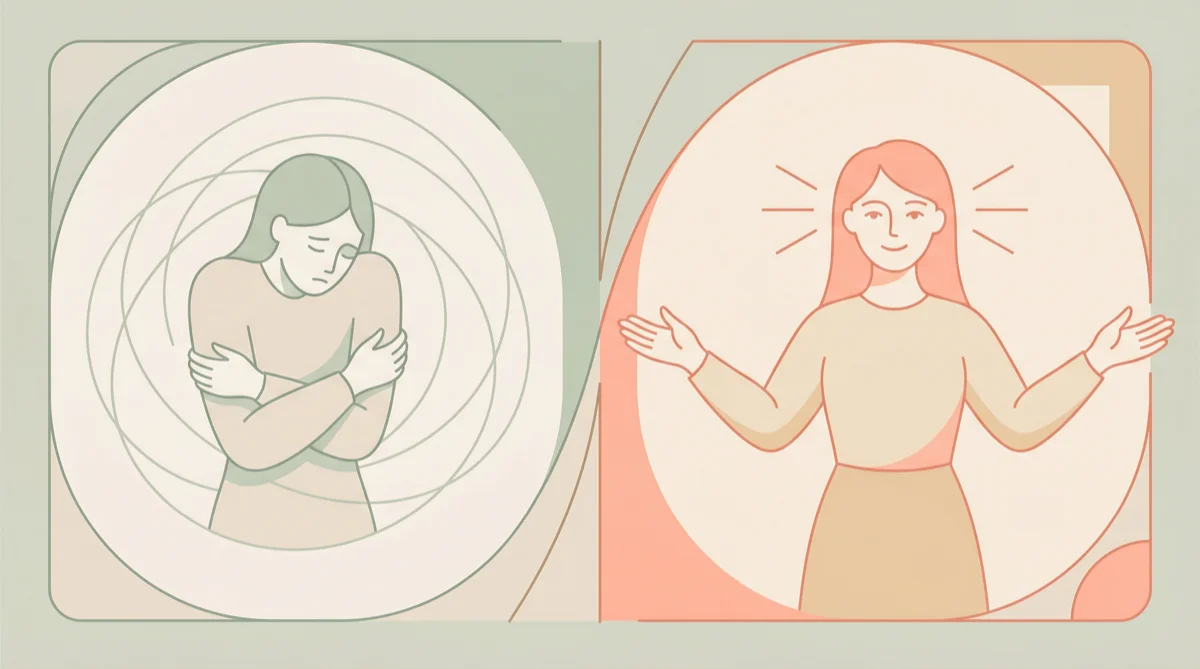 Ilustracja przedstawiająca elementy mowy ciała: otwartą postawę, kontakt wzrokowy i pewne siebie gesty