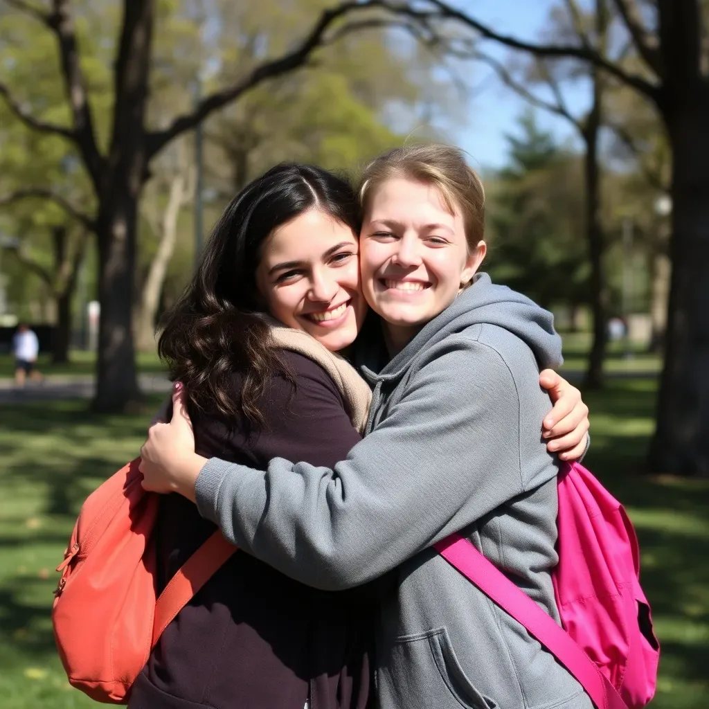 Przyjaźń i wsparcie emocjonalne - dwie osoby się przytulające